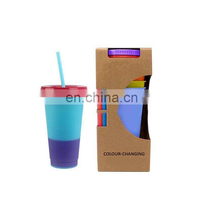 Reusable Plastic Color Changing Tumbler Cups Christmas Magic Bulk Plastic Mugs with Straw