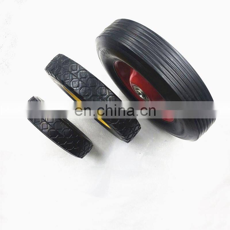 Custom cast iron wheel hub solid rubber shopping trolley wheels