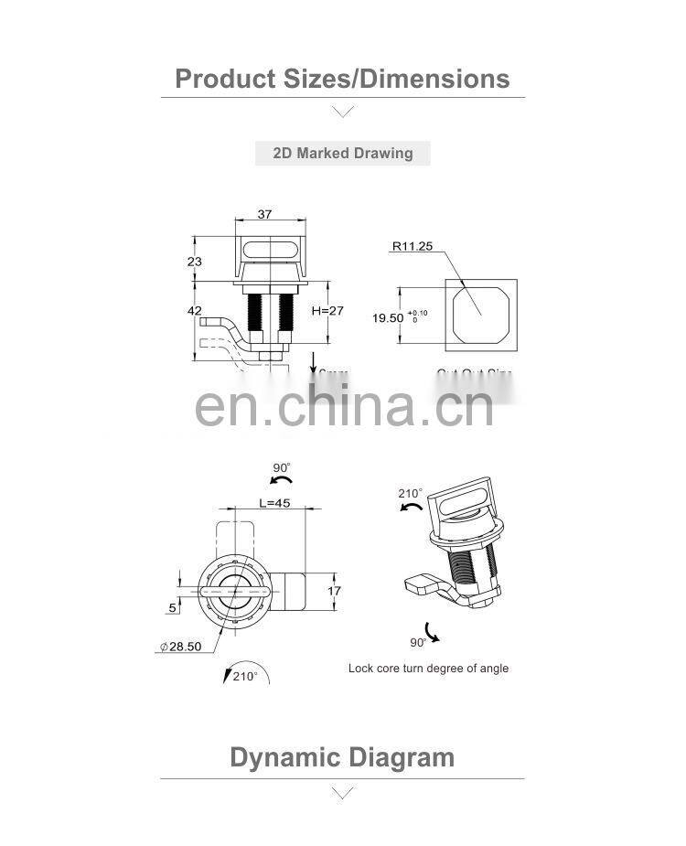 MS816-1A Zinc Alloy BK Powder Coated Cabinet Cylinder Lock
