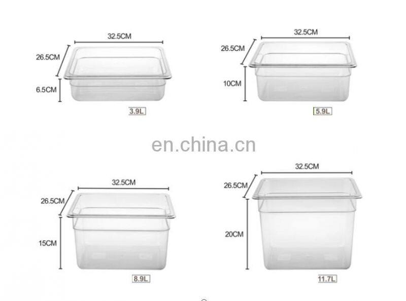 Clear Plastic Polycarbonate PC Insulated Food Pan NSF Certificated Kitchen Plastic Dinnerware Lunch Box