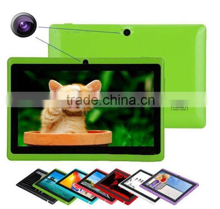 7 inch Cheapest tablet PC Q88 A33 quad core 512+4G support wifi Camera in alibaba China