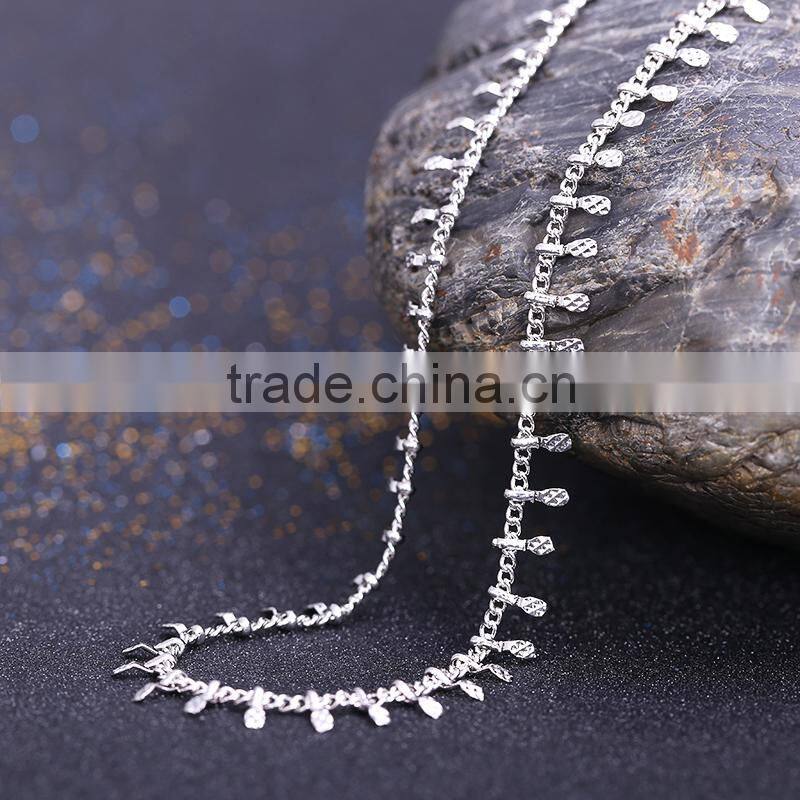 latest jewelry product designs 2015 rhodium plated curb chain korean pendant necklace