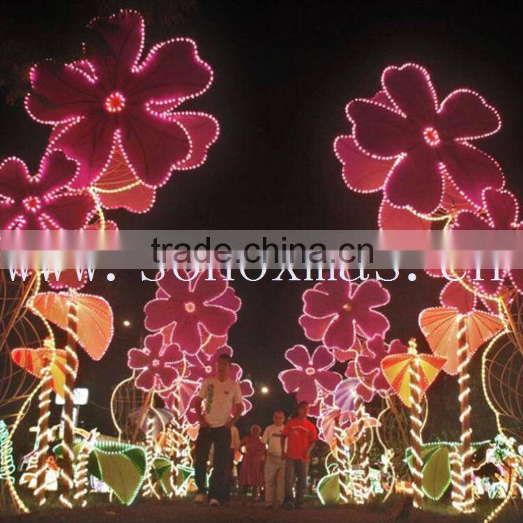 The flower led light on both sides of the sidewalk decoration