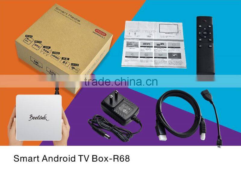R68 TV Box RK3368 64Bits 4K*2K 1080P 2.4G/5G Wifi KODI/XBMC/Miracast/DLNA H.265 Streaming Media Player Remote Controller