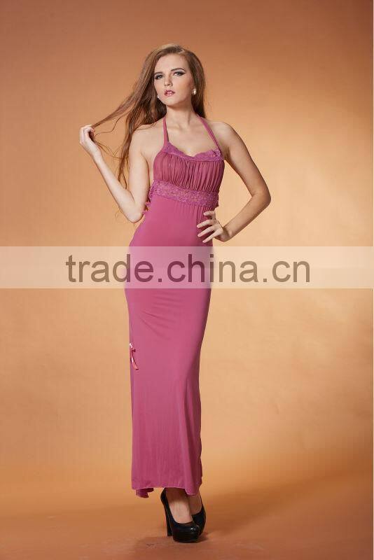 Fashionable sexy hot sales women night long fancy Halter Dress llingeries 3378