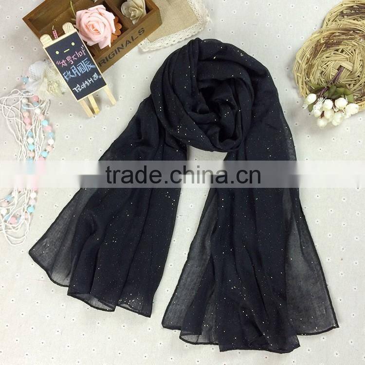 Wholesale Fashion Hot Popular Sprinkling Silver Women Plain Cotton Muslim Hijab