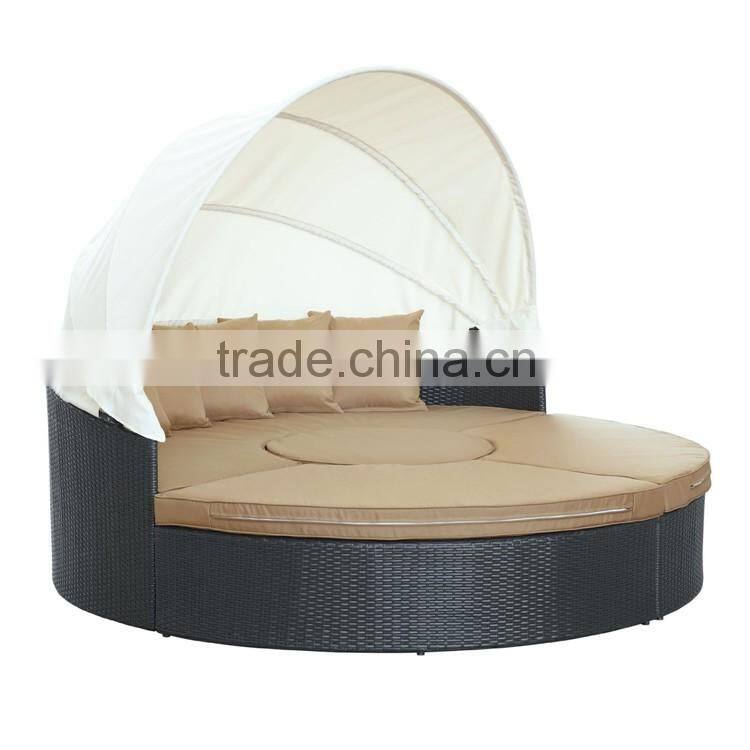 Garden Furniture Set Cheap Outdoor Patio Daybed Round Canopy Luxury Rattan Daybed