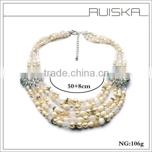 Stick Shaped Crystal Charm Beaded Bib Necklace