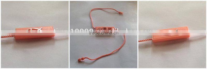 Fashional good quality plastic seal tag with logo string seal laundry tag paper