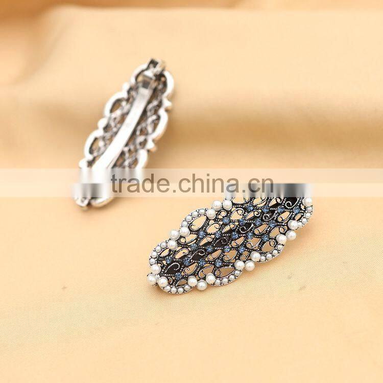 Direct Selling Wholesale Fashion Vintage Colorful Crystal Rhinestones Peacock Hairpin Barrette Hair Clip Hair Jewelry For Women