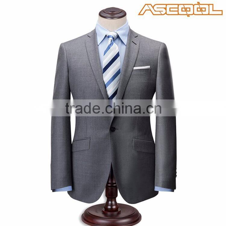 Excellent material 100% Wool mens grey suit