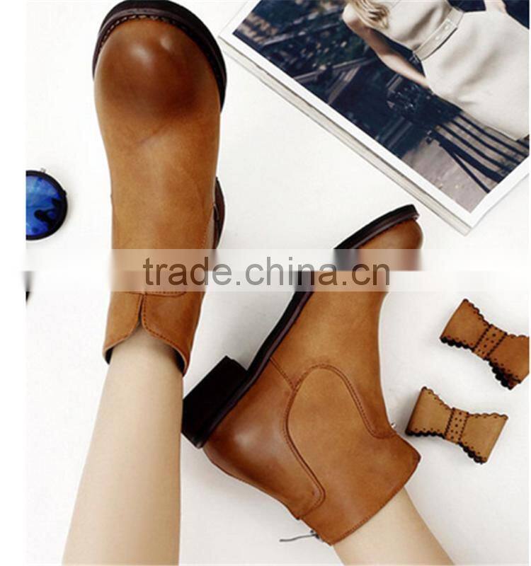 Cute young girls bowknot Lustrascarpe colore brown hiking 2.5cm boots