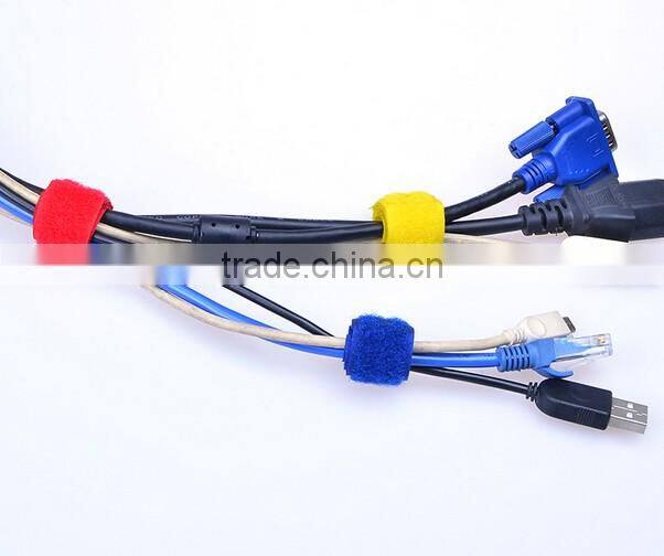 Colorful adjustable hook and loop wire cable tie with label tag