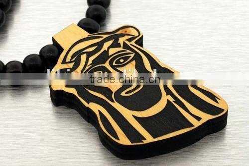 Wooden Jesus pendant Chain wooden necklace good beads wood macrams hip hop Jay Z