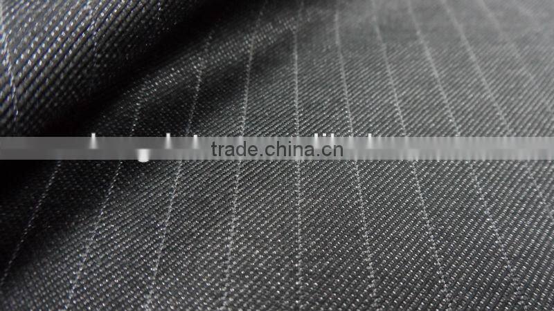 Heighted wool touch Gray stripe fabric