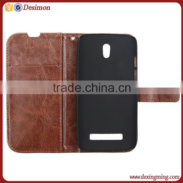 Customize magnetic wallet leather flip cover case for HTC Desire 500