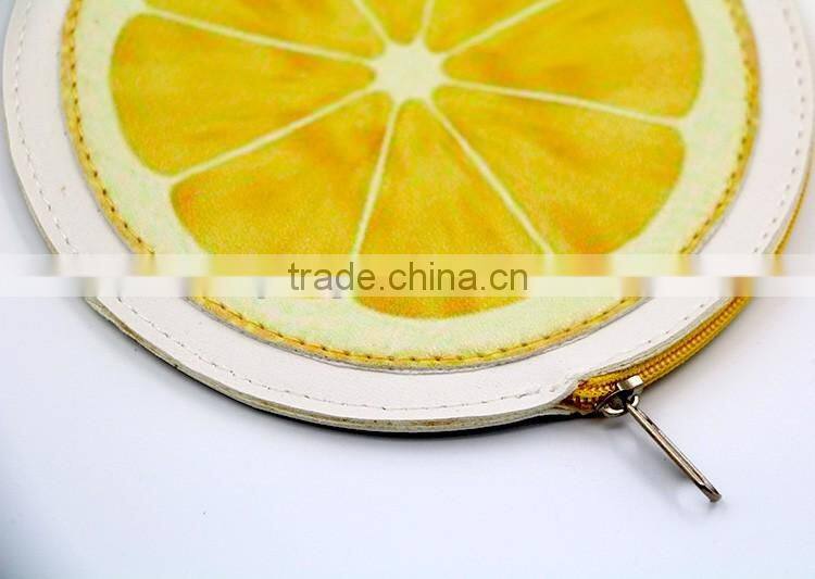 Top quality fruit PU cion purse bag coin pouch with zipper