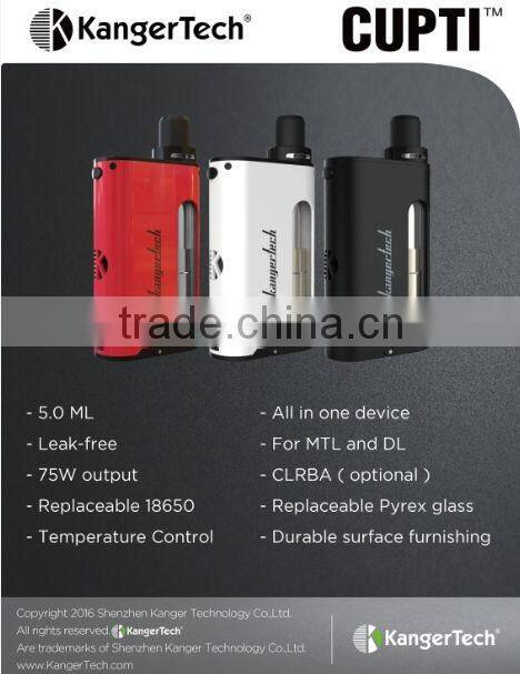 100% original Kanger CUPTI 75w TC mod all in one design 5ml capacity Cupti VS Kanger nebox