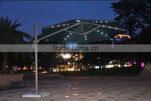 Leisure outdoor solar patio umbrella with 24 led lights handle crank and USB charger