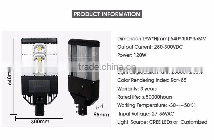 Outdoor IP65 waterproof bridgelux cob 120w led street lamp