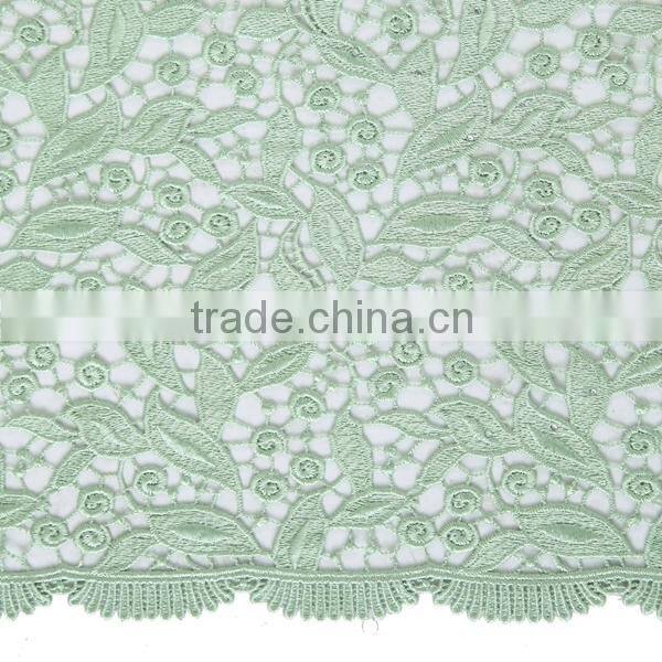 2016 Latest designs made in china wholesale swiss guipure lace with stones mint green guipure cord lace for wedding dress