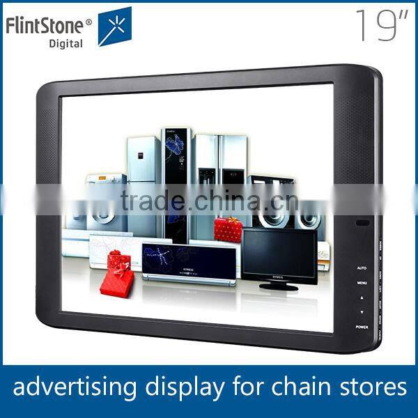 Flintstone 19 inch led vision display, ad loop retail advertising equipment 19" lcd electronic digital signs