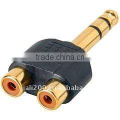 Nickel Stereo Audio 1/4" Male Plug to 2RCA Female "Y" Audio adaptor