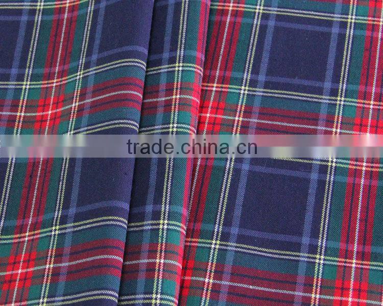 2015 new design cotton spandex check twill lady blouse polyester elastane fabric
