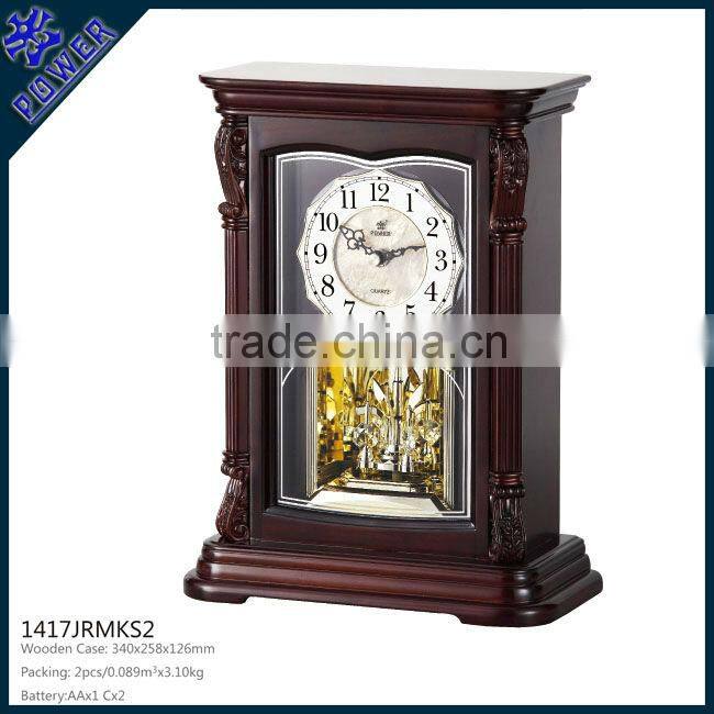 Melody and Rotating pendulum desk clock for house decoration Wooden case Roman numeral Good quality PW1417R