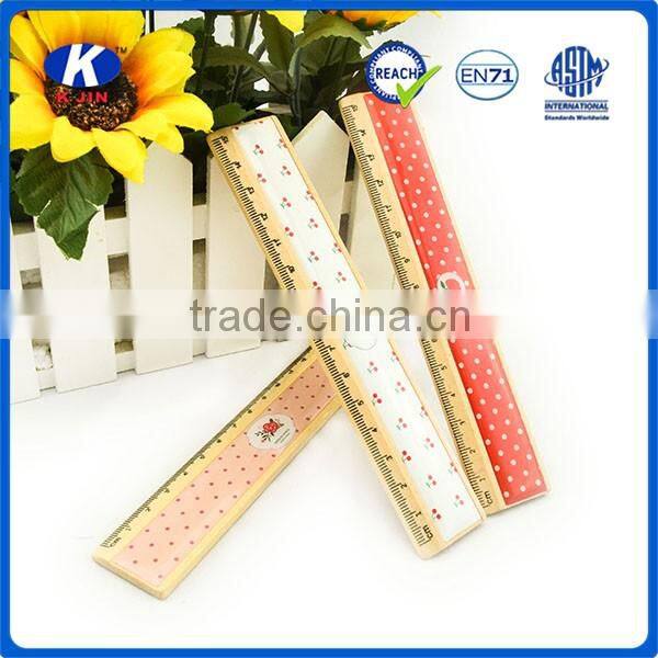 New style wood 15cm ruler with 4c paper for school