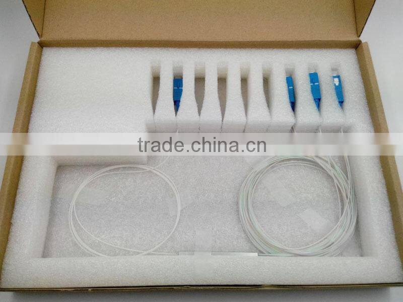 FTTH accessories 0.9mm 1.5M SC UPC Mini Splitter Fiber Optic 1x8