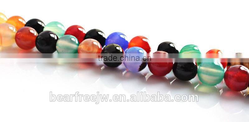 Natural Round Gemstone Seven Color Mixed Color Agate Loose Beads Strand Jewelry Making Beads