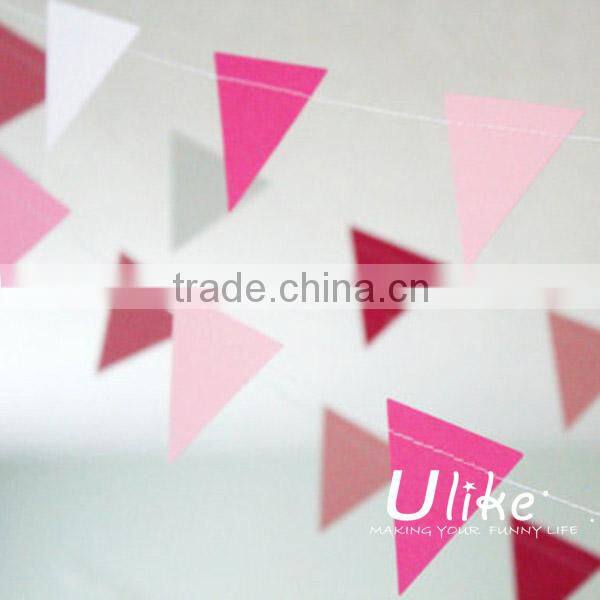 2014 hot selling party paper jointed banner garland triangle shaped cheap paper banners for christmas hanging decorate