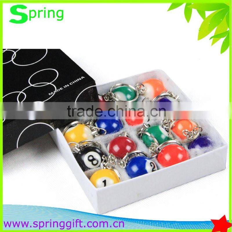 promotion gift hard resin billiards ball keyring /ball keyring/snook ball keyring