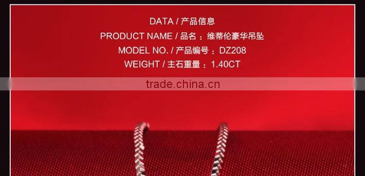 925 silver necklace pendant oval shape syntheric diamond setting pendant short chain necklace