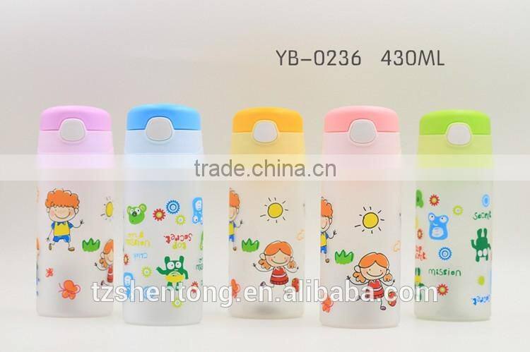 Kids flip top lid straw portable plastic drinking water bottle