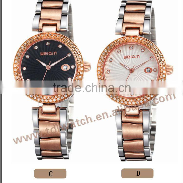 Luxury Ladies Stone Watches with Sapphire Glass and Solid Stainless Steel Band