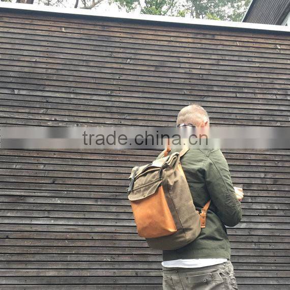 Custom high quality waxed canvas backpack