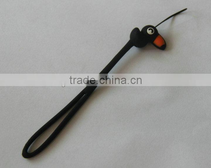 Fashion Big mouth Birds cartoon design Yellow color silicone cell phone straps manufacture