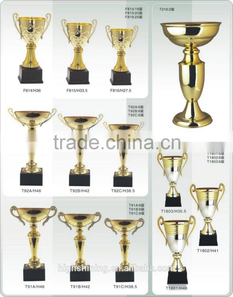 Big size 212 gold high quality metal base sport competition souvenir trophy cup