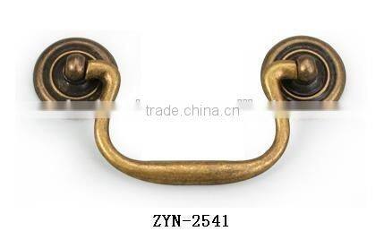Vintage zinc alloy antique recessed cabinet handle with antique brass