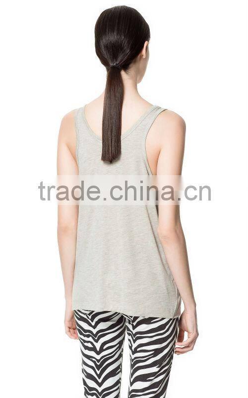 wholesale fashion 100% cotton Women Jersey Loose Tank Top
