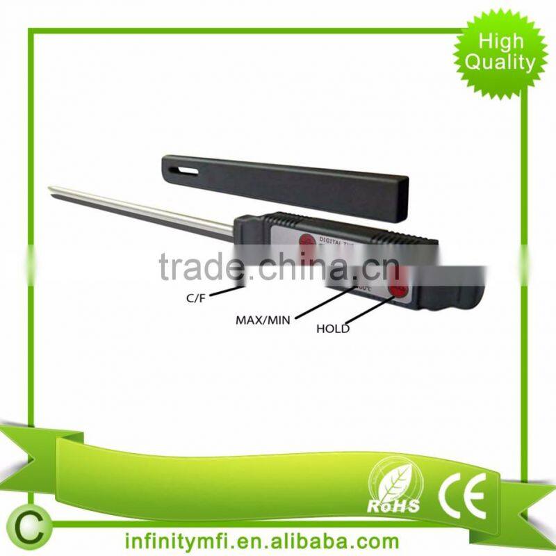 INTL8810AB Black Instant Read Digital Cooking Stainless Thermometer With Long Probe For Food Meat Candy And Bath Water