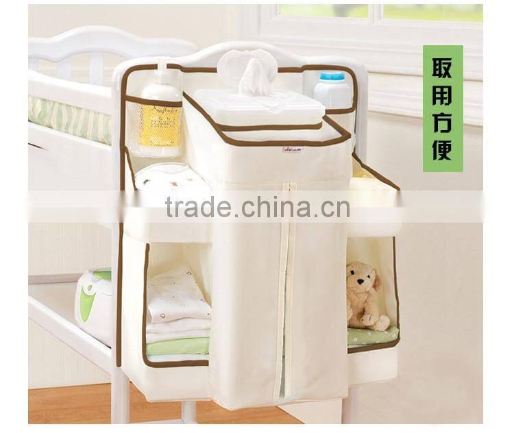 Baby Item Hanging Organizer Bag Baby Crib Side Storage Bag With Compartment