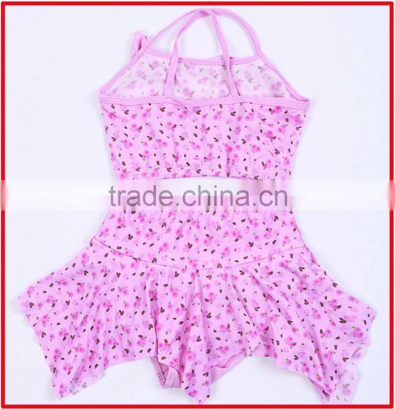 2014 fashion small flower & bowknot lovely little sexy two pieces junior girls swimwear,kids model girls in bikini with skirt