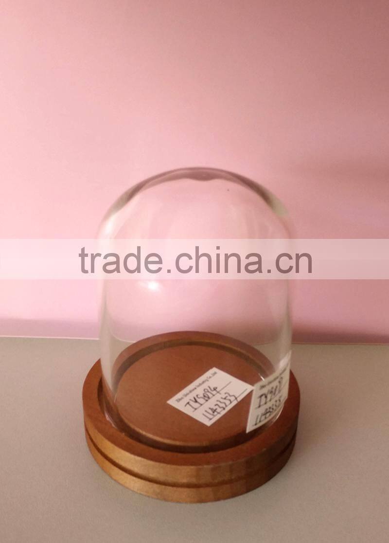 HEAT-RESISTANT GLASS CLOCK DOME WITH WOOD BASE