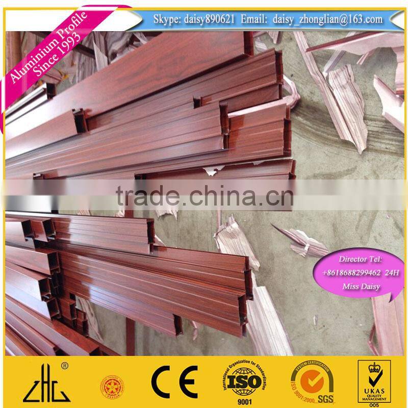 Wood grain surface finishing aluminum profile / Enduring Wood Grain Finish Aluminum tube , Aluminium wood grain finish