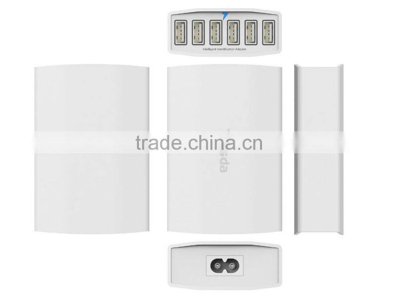 Trusda Slim New Products 6 Ports USB Wall Charger with interchangeable plug ac adapter for acer travel mobiles