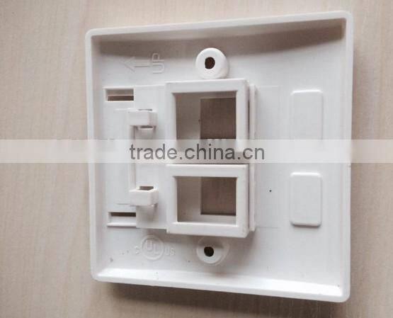 China manufacture 2 Port Network utp Faceplate 86x86mm, keystone wall plate RJ45 network 3M faceplate