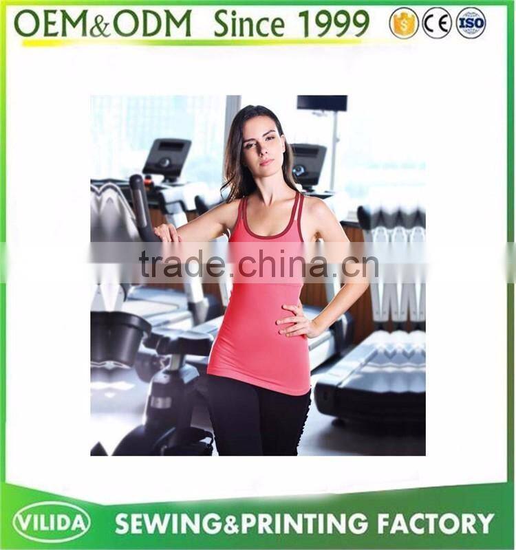 OEM dry fit sports wear plain gym yoga tank top/blue vest/singlet women by Guangzhou Garment